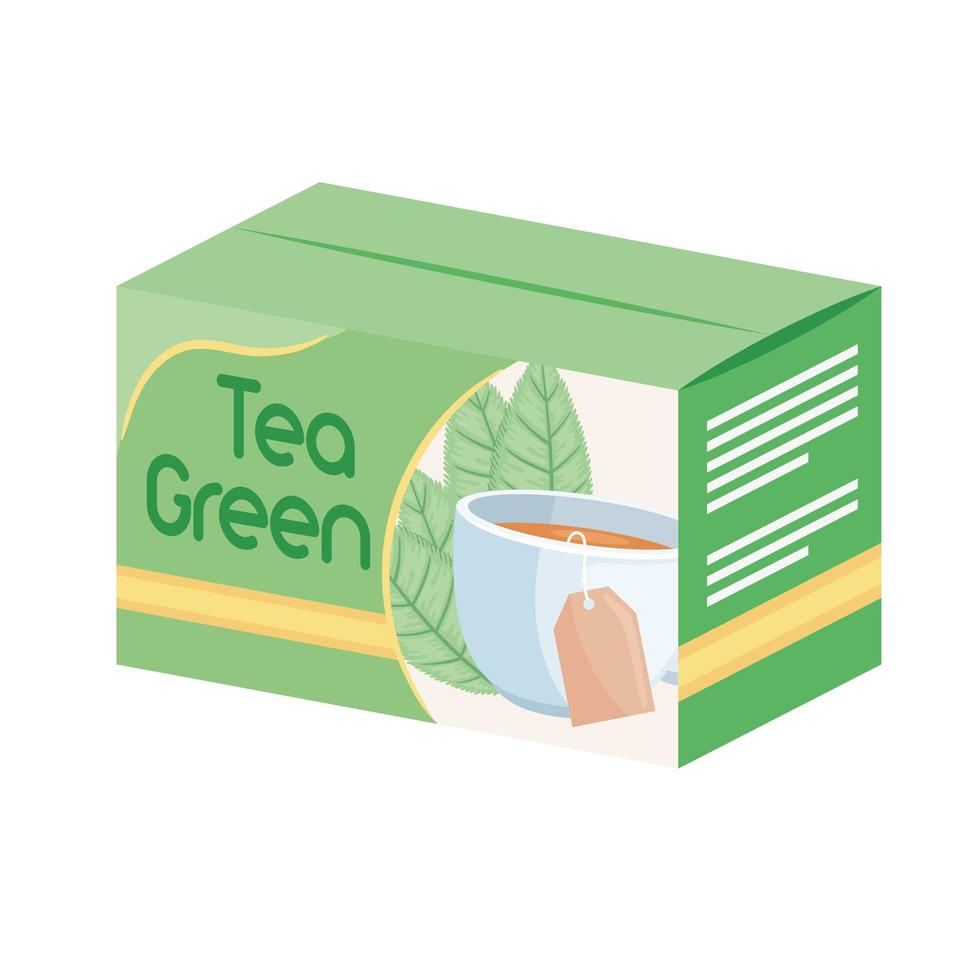 tè verde in scatola vettore