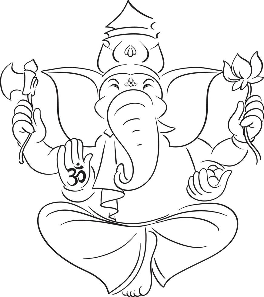 dio elefante indiano su sfondo bianco vettore
