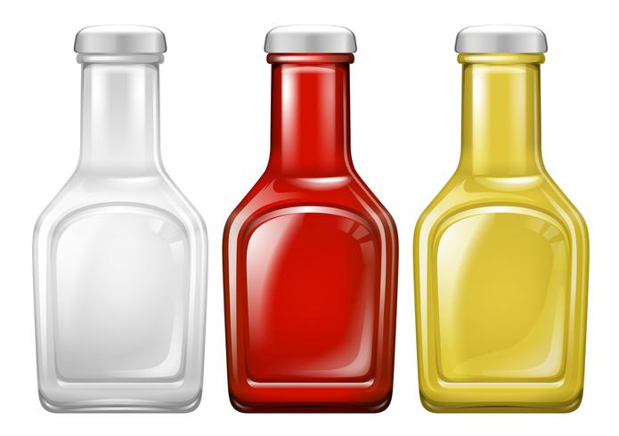 Set di bottiglia di salsa vettore
