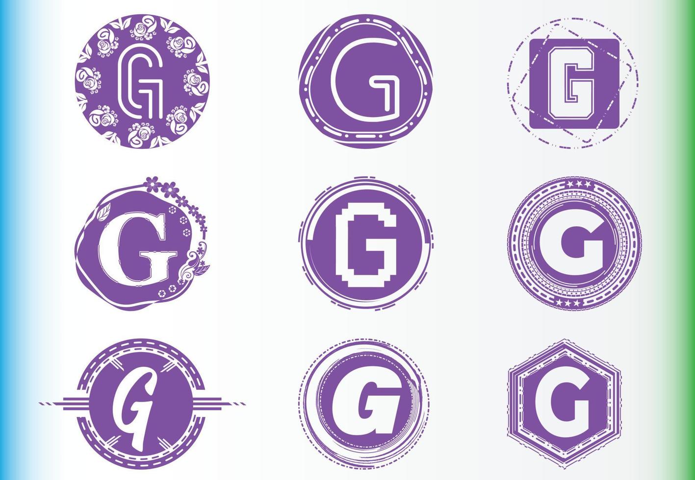 g lettera logo e pacchetto di modelli di design icona vettore