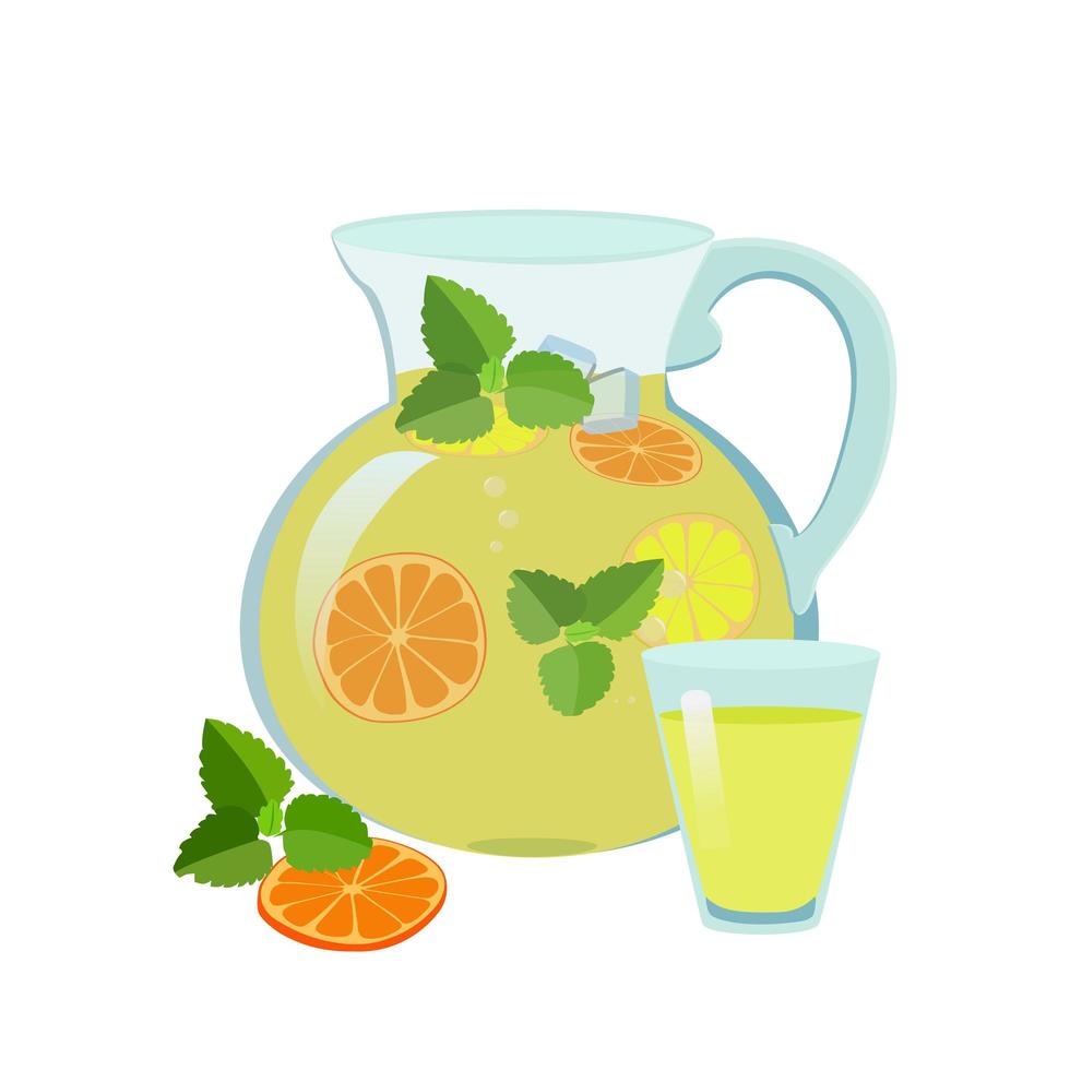 caraffa di limonata e illustrazione vettoriale di vetro.