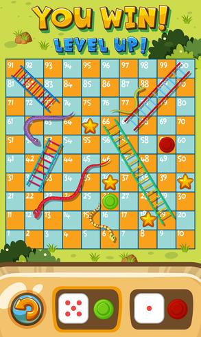 Modello di gioco Snake ladder vettore