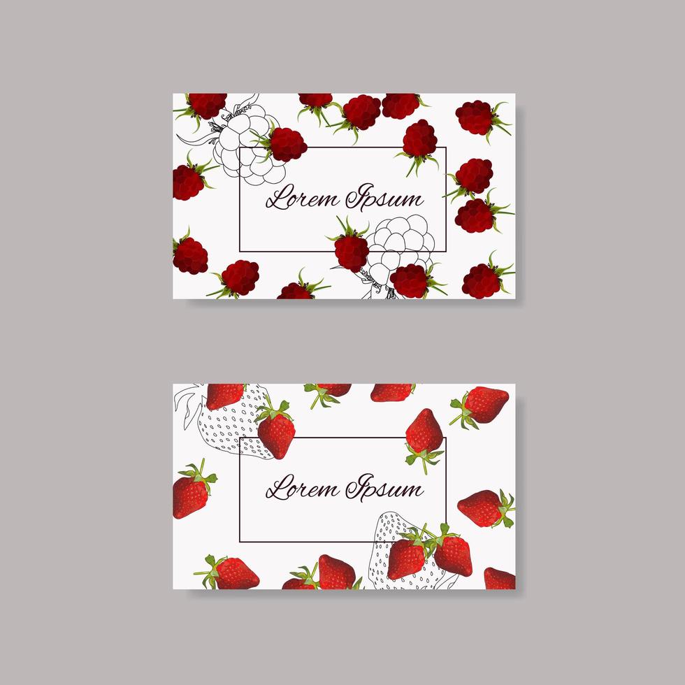 carte con design fragola e lampone. vettore