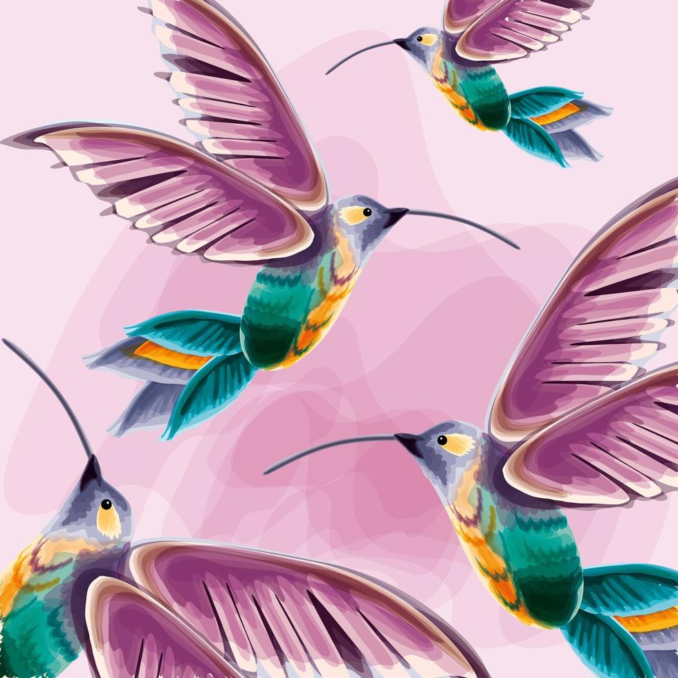 acquerello di colibrì volanti vettore