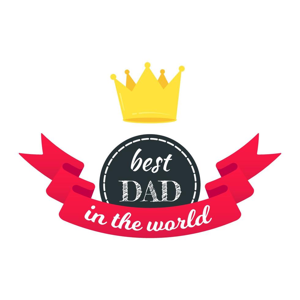 premio miglior papà con testo, corona d'oro e nastri illustrazione vettoriale design piatto stile isolato su sfondo bianco elementi banner web.