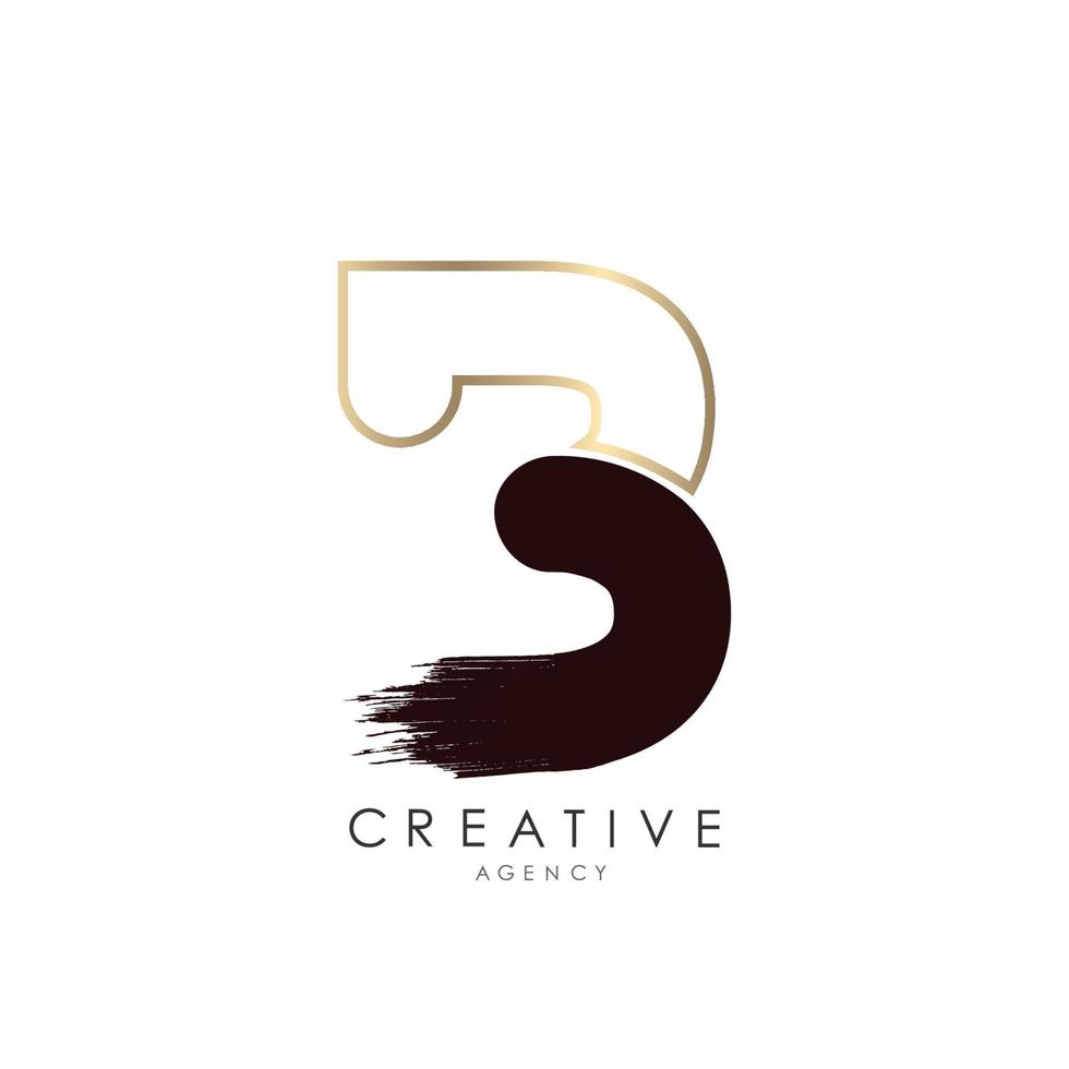 design del logo della pennellata della lettera b con contorno dorato. nero e oro vernice logo lettera icona elegante cerchio disegno vettoriale. vettore