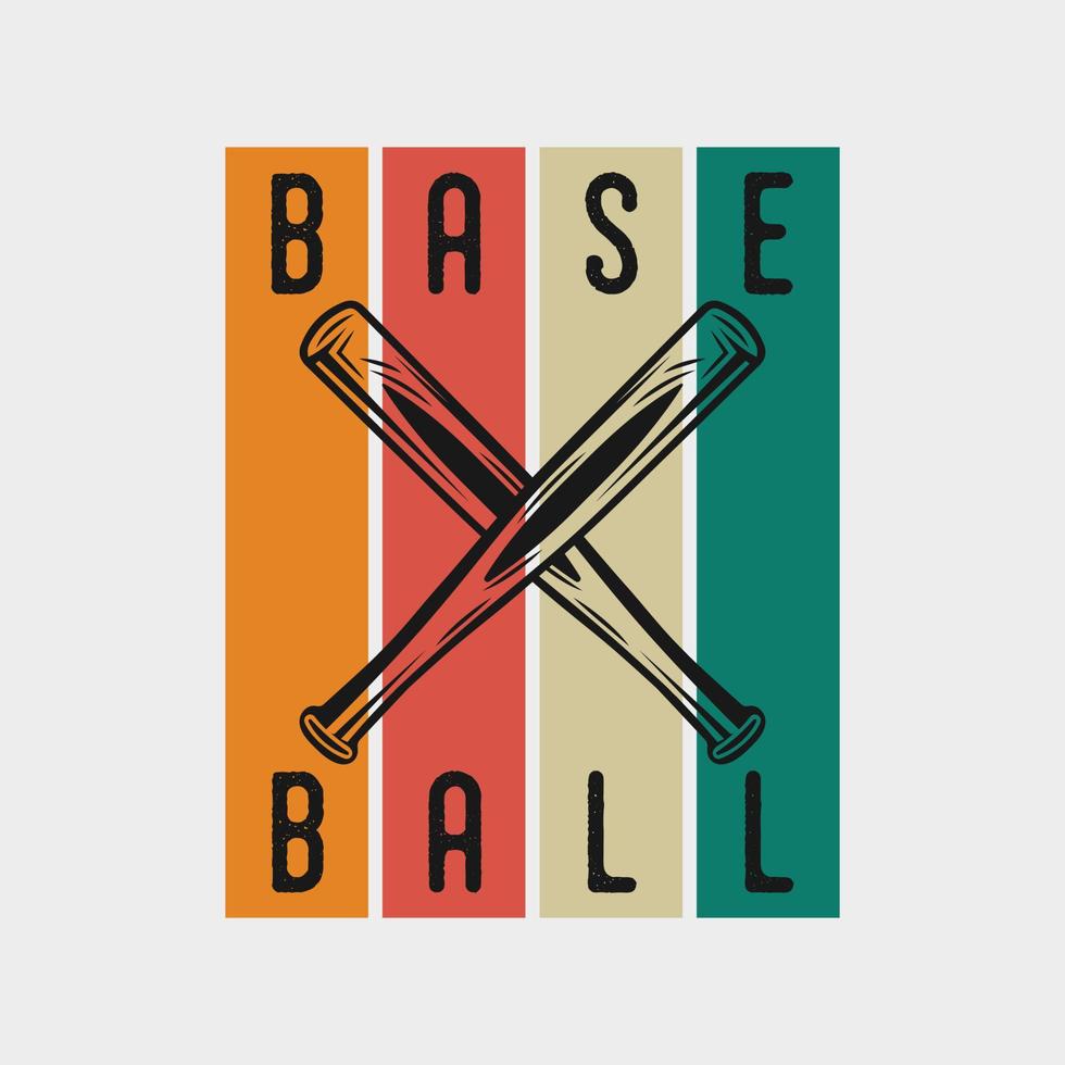 illustrazione di progettazione della maglietta di baseball di tipografia retrò vintage di baseball vettore