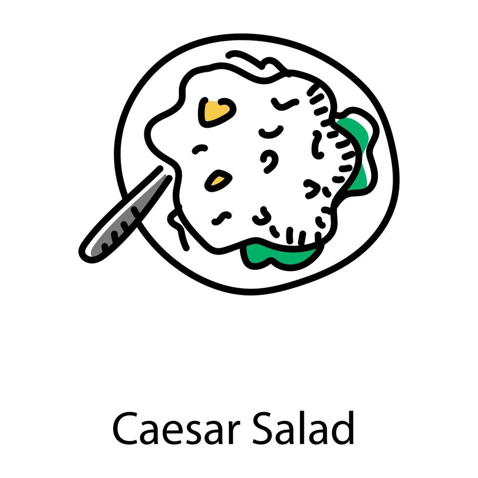icona disegnata a mano di insalata di Cesare vettore