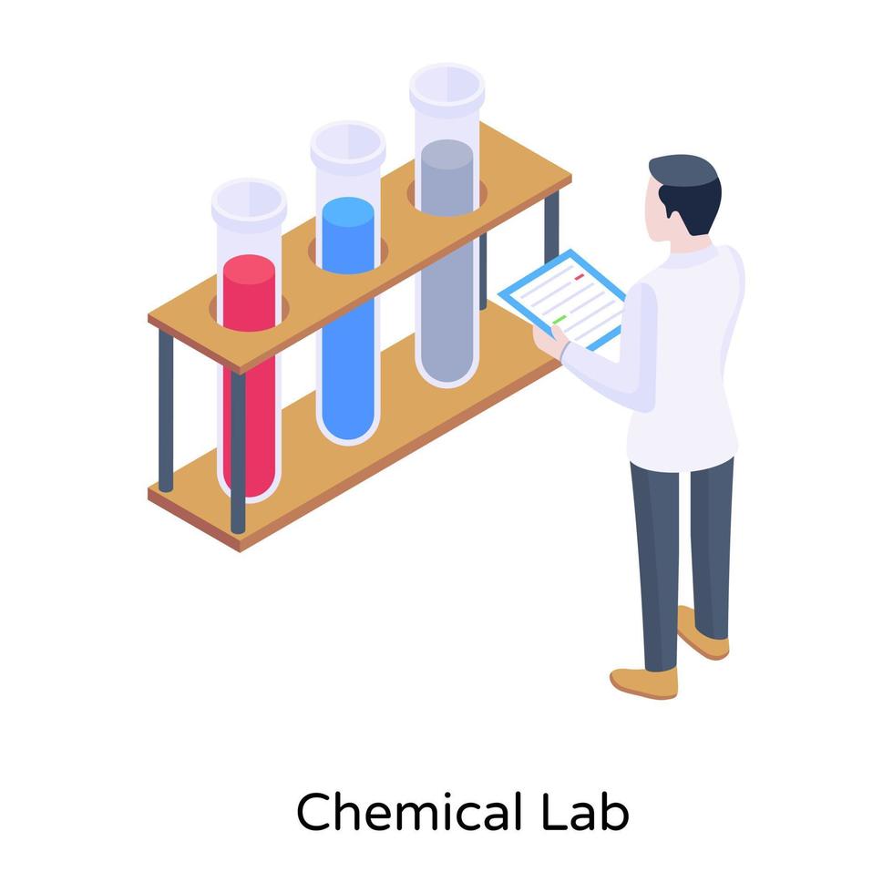 laboratorio chimico, l'illustrazione isometrica è disponibile per un uso premium vettore