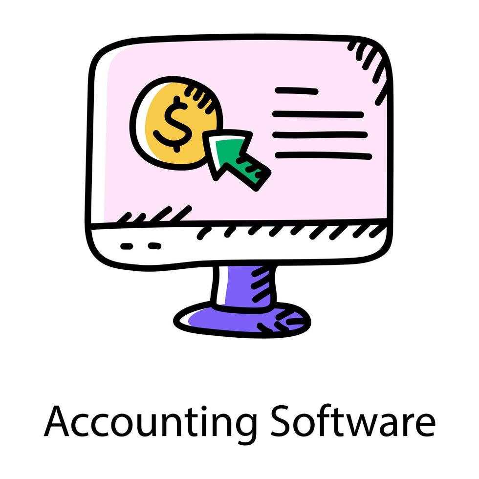 icona disegnata a mano del software di contabilità, vettore modificabile
