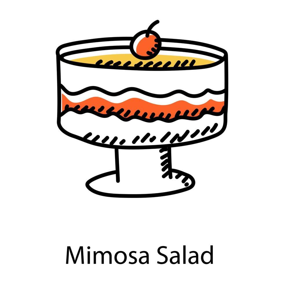 icona di stile doodle insalata mimosa, vettore modificabile