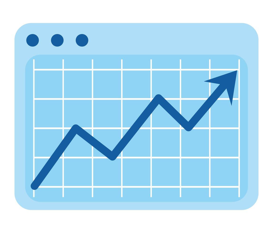 pagina web con la freccia delle statistiche vettore