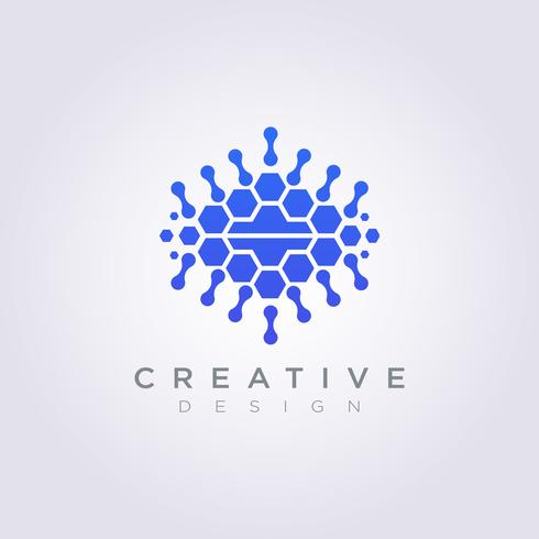 Icona di simbolo di vettore di Digital Template Template Design Company del cervello digitale