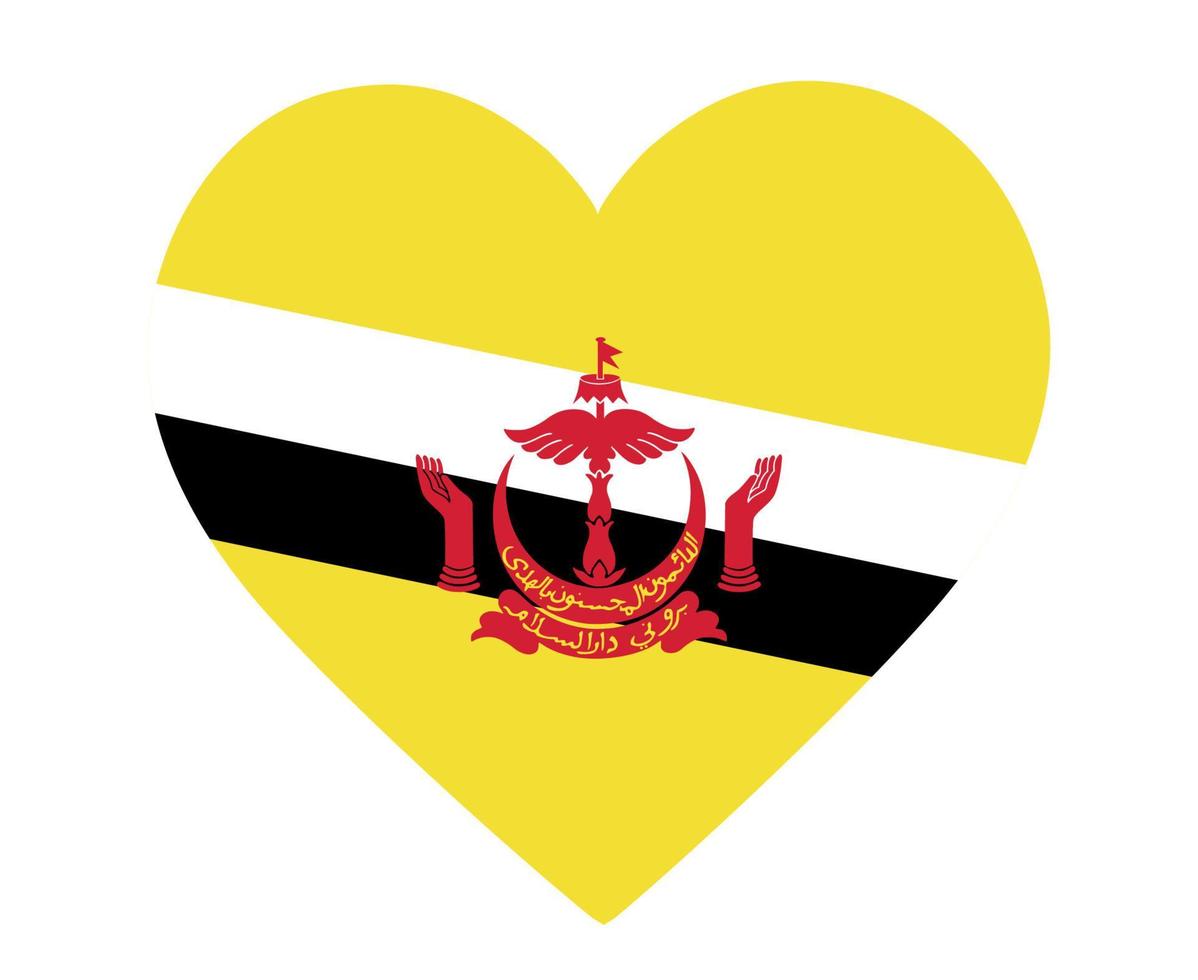 brunei bandiera nazionale asia emblema cuore icona illustrazione vettoriale elemento di design astratto