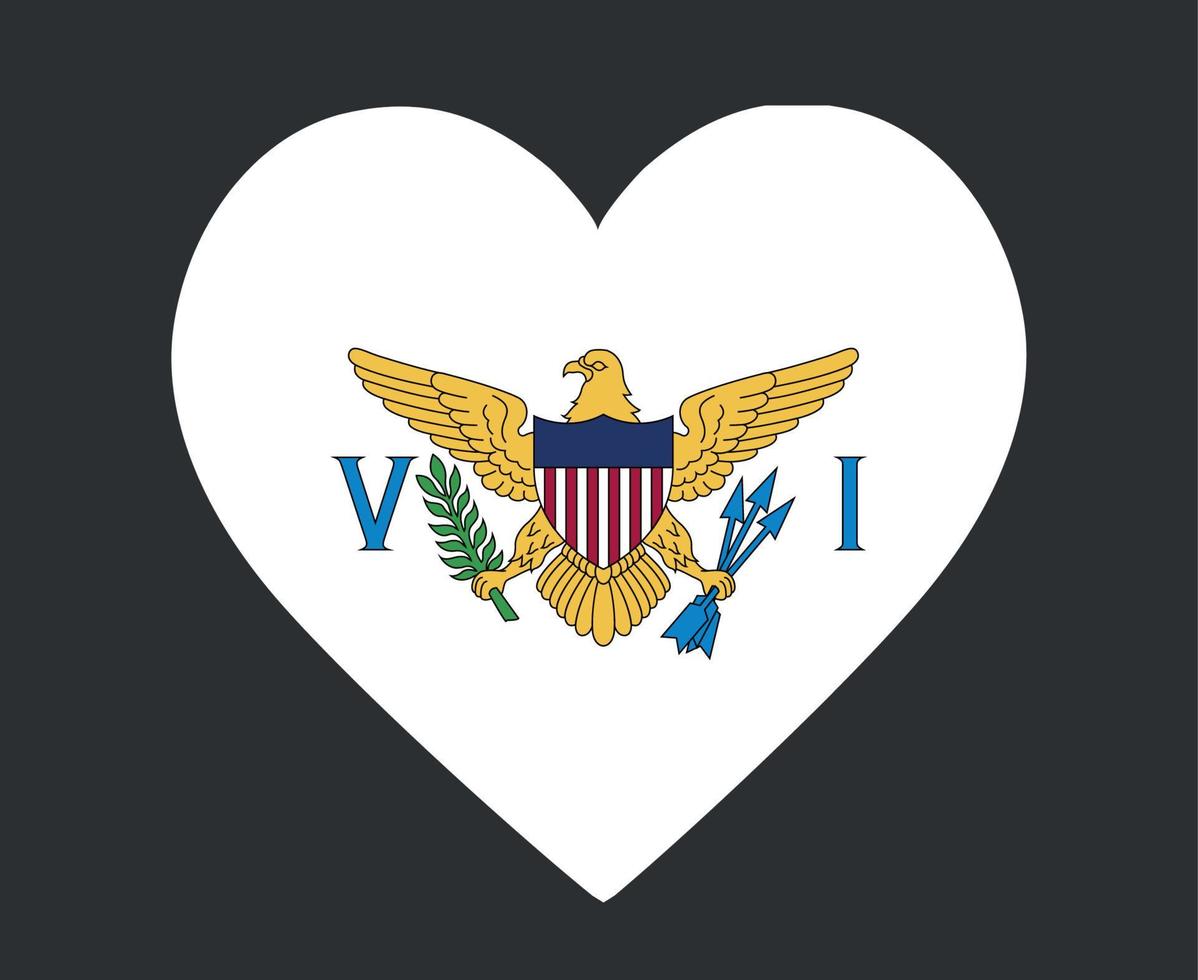 Stati Uniti Isole Vergini bandiera nazionale nord america emblema cuore icona illustrazione vettoriale elemento di design astratto