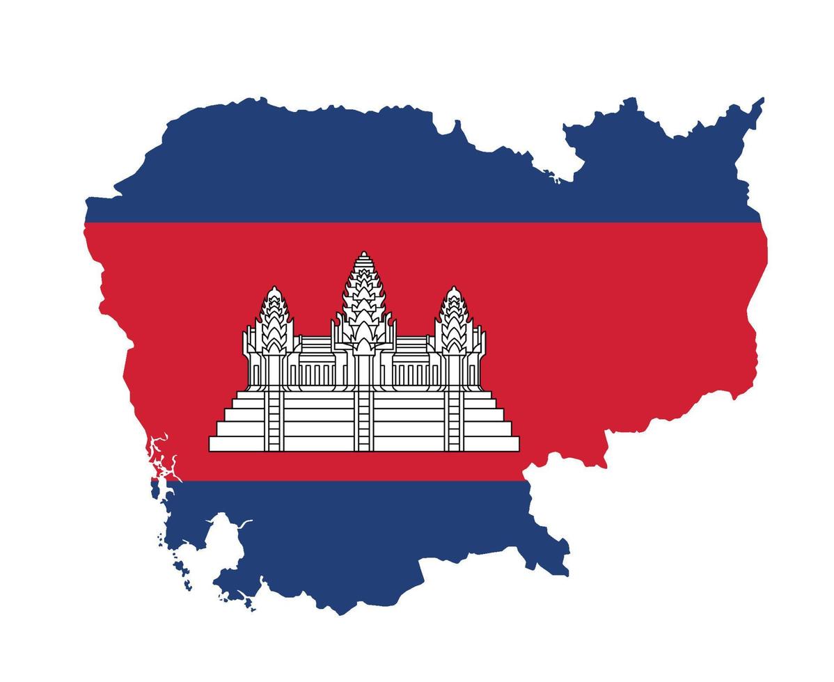 cambogia bandiera nazionale asia emblema mappa icona illustrazione vettoriale elemento di design astratto