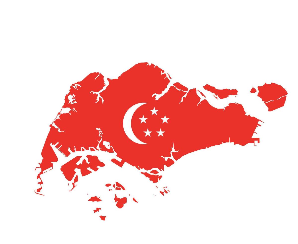 singapore bandiera nazionale asia emblema mappa icona illustrazione vettoriale elemento di design astratto