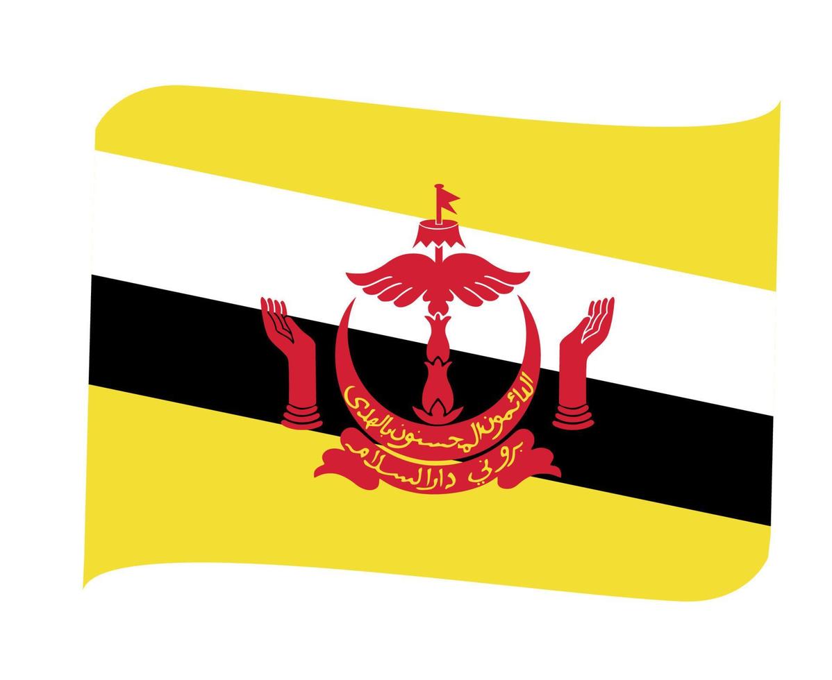 brunei bandiera nazionale asia emblema nastro icona illustrazione vettoriale elemento di design astratto