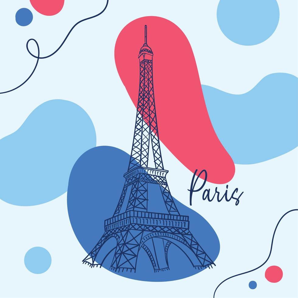 poster colorato francia torre eiffel punto di riferimento contorno vettore