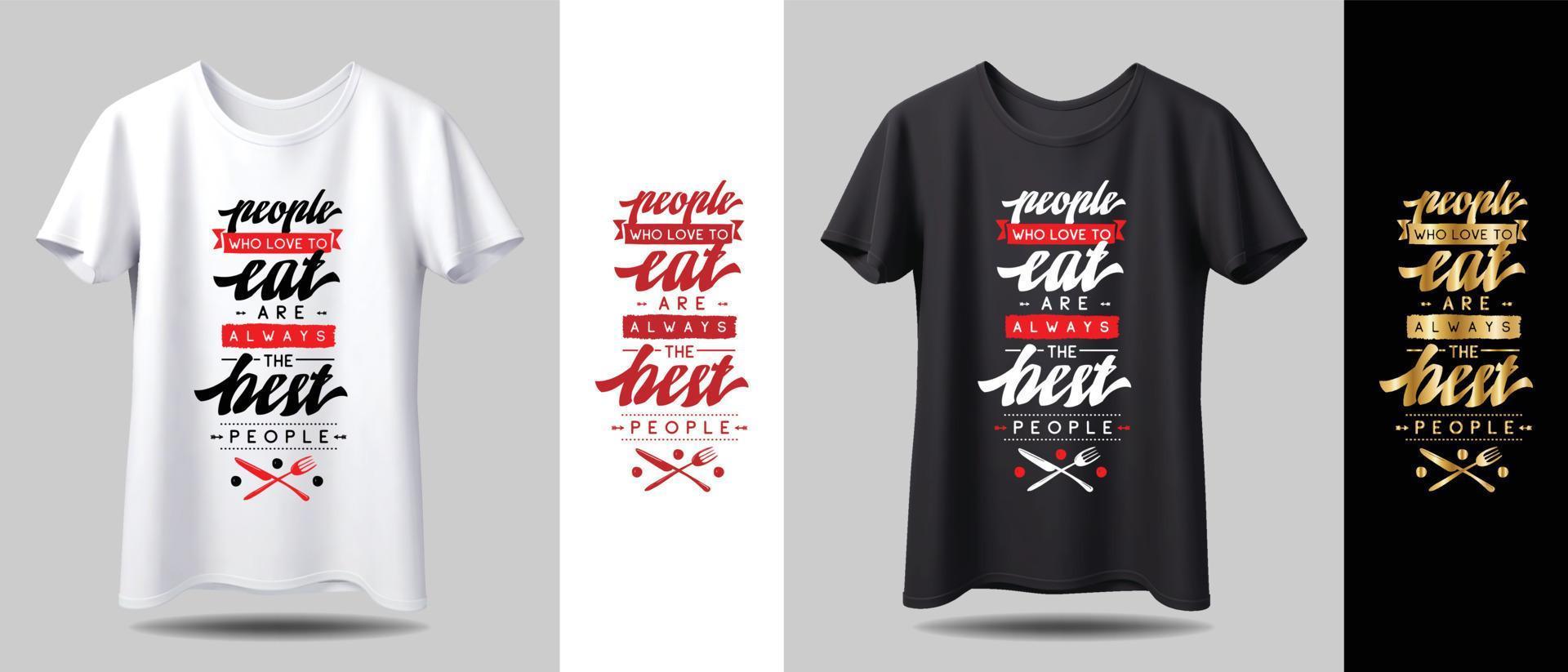 mockup di design t-shirt. nuovo design della t-shirt tipografica in bianco e nero con mockup in diversi colori. vettore