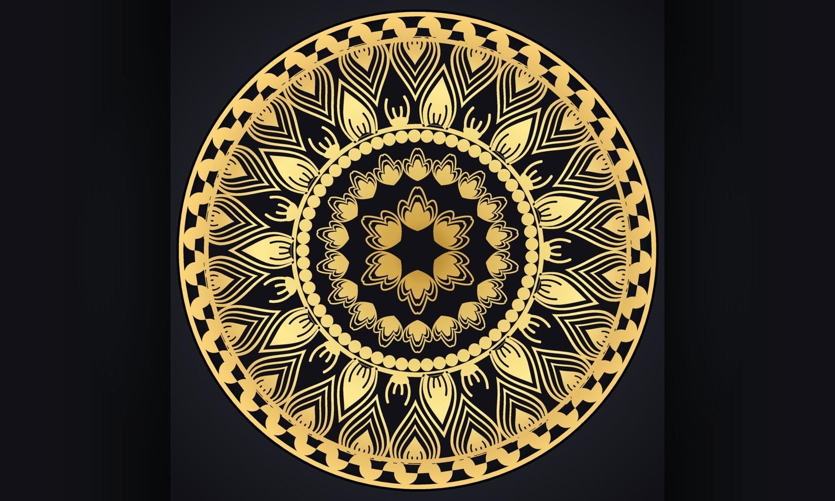 ornamento d'oro su sfondo nero. design mandala di lusso. vettore