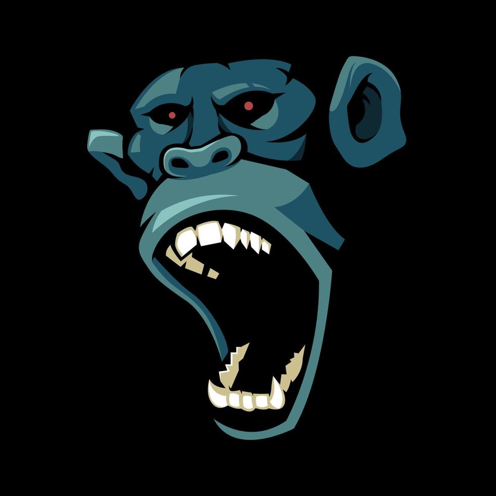 illustrazione del vettore di progettazione del logo della mascotte che urla scimmia
