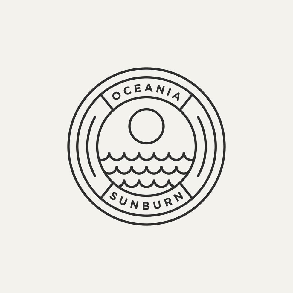 icona del logo dell'emblema della linea minimalista dell'estate dell'oceano vettore