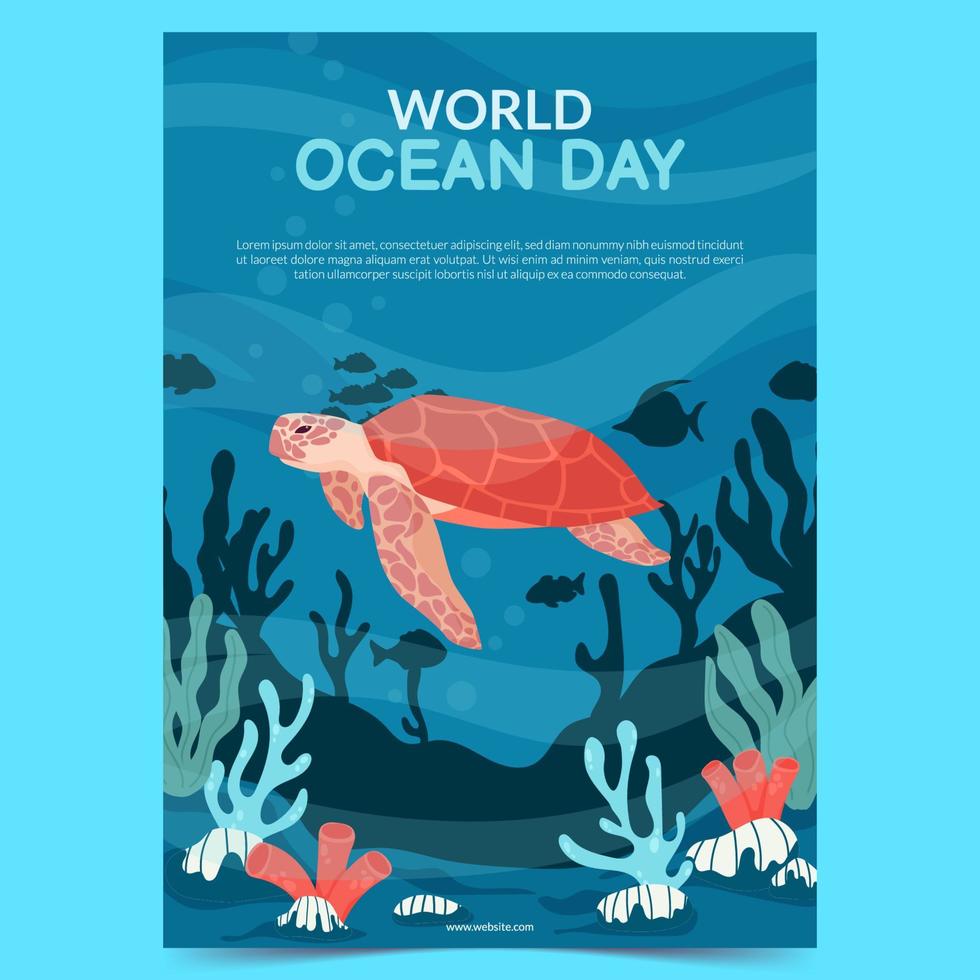 poster della giornata mondiale dell'oceano vettore