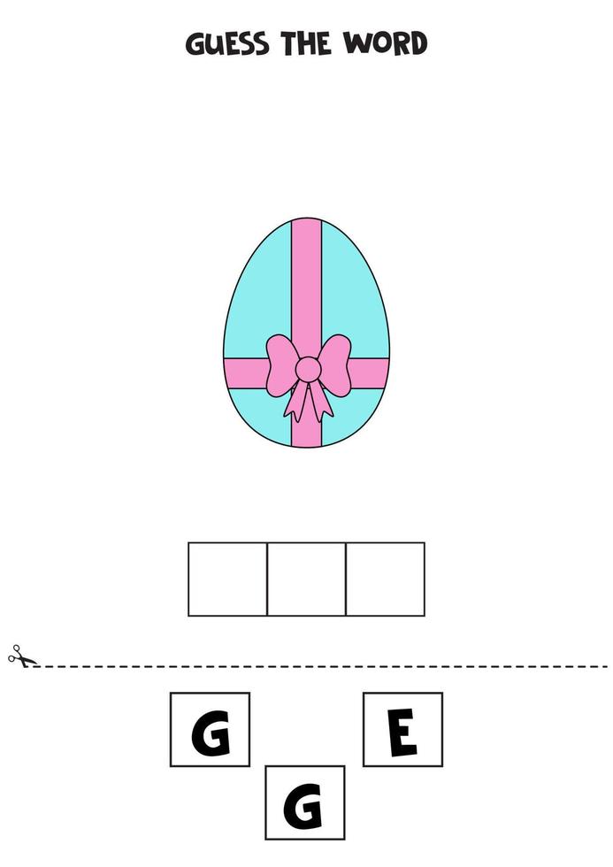 gioco di ortografia per bambini. simpatico cartone animato uovo di Pasqua. vettore