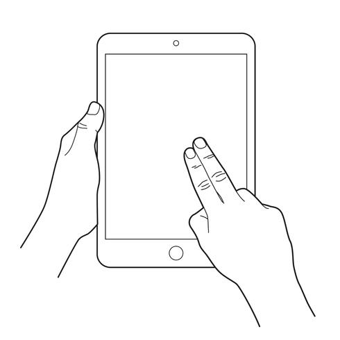 Icona di gesto per dispositivi touch tablet. Due dita vettore