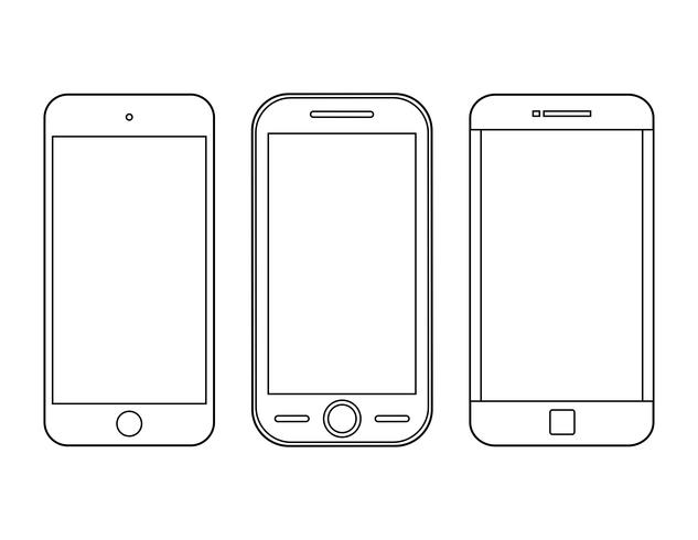 Set di icone di contorno di smartphone. vettore