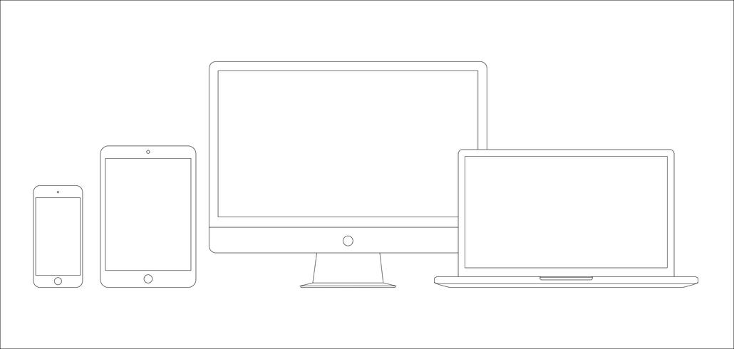 Set di icone di dispositivi elettronici. vettore