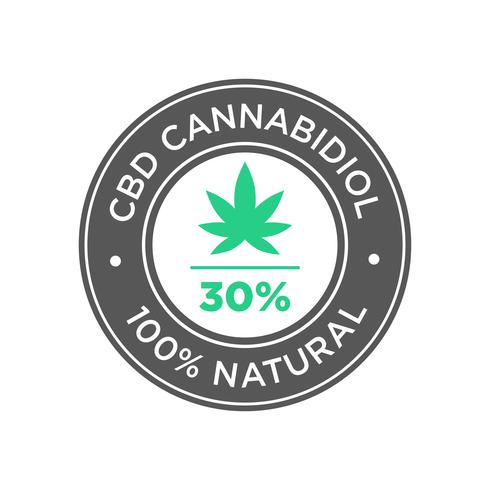 30 percento CBD Cannabidiol Oil icon. 100% naturale. vettore