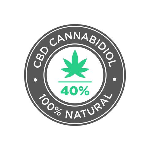 40 percento CBD Cannabidiol Oil icon. 100% naturale. vettore