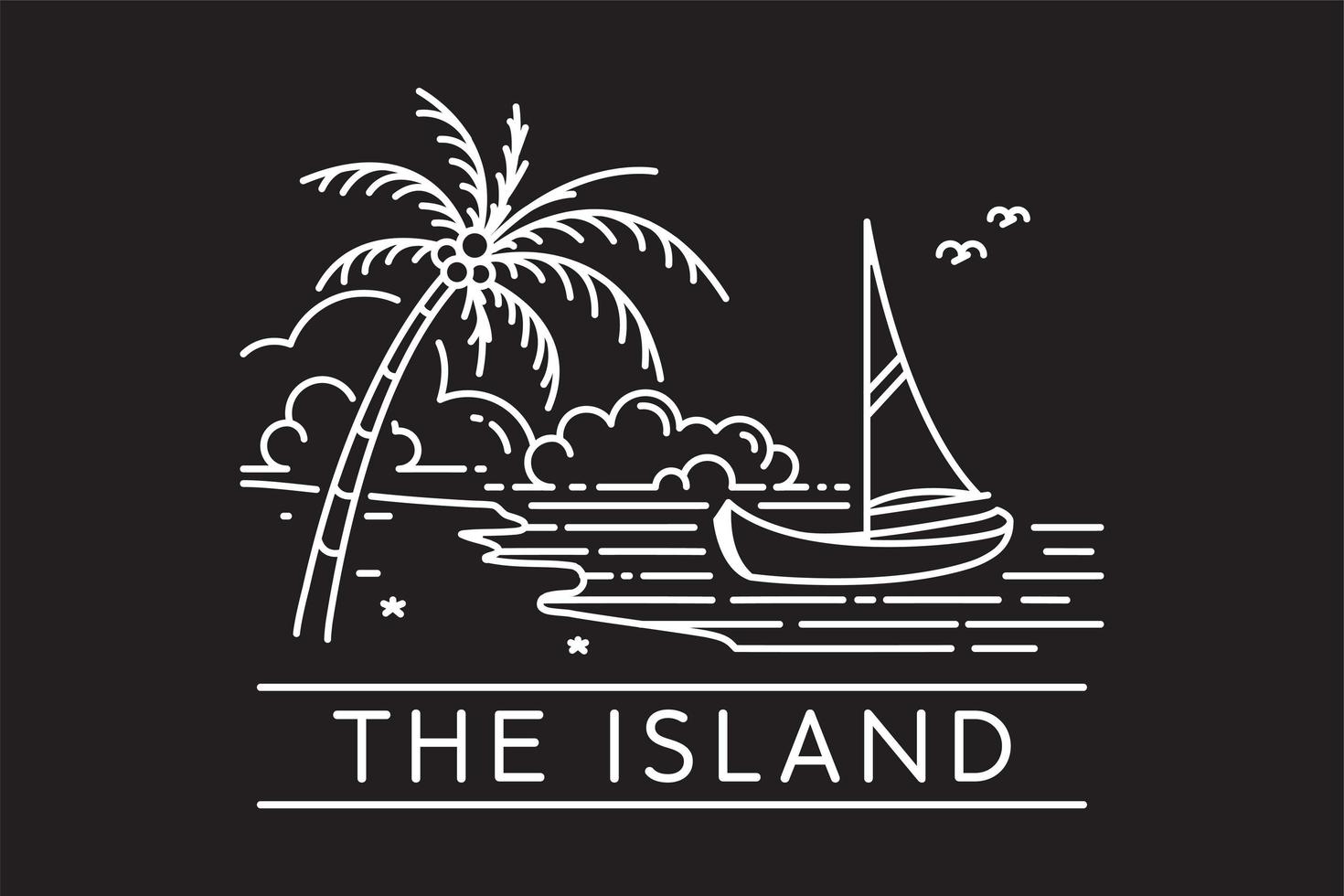 barca a vela su un'illustrazione di vettore dell'isola della spiaggia tropicale
