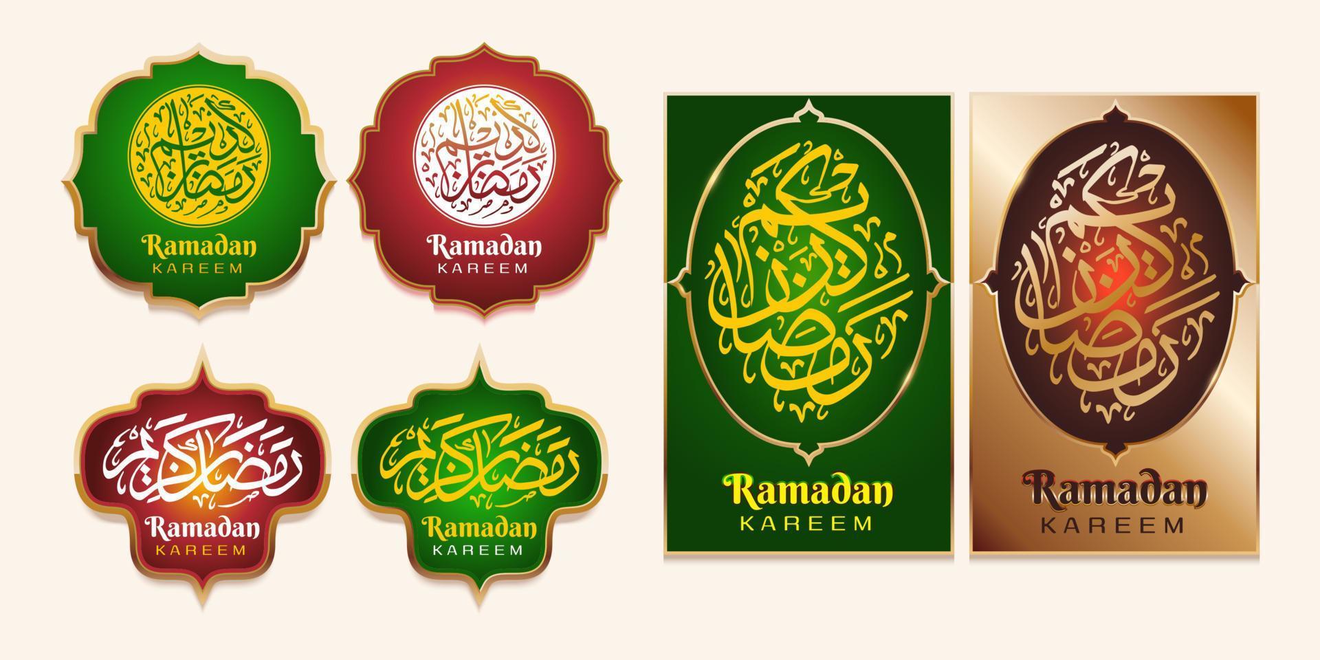 distintivi di calligrafia ramadan e collezione di etichette vettore