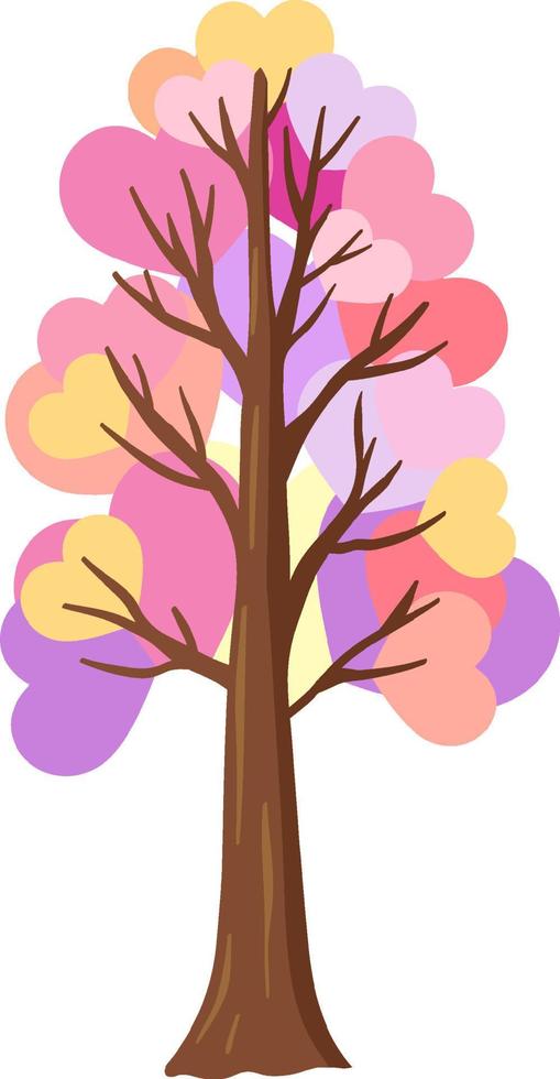 albero del cuore in colori pastello vettore