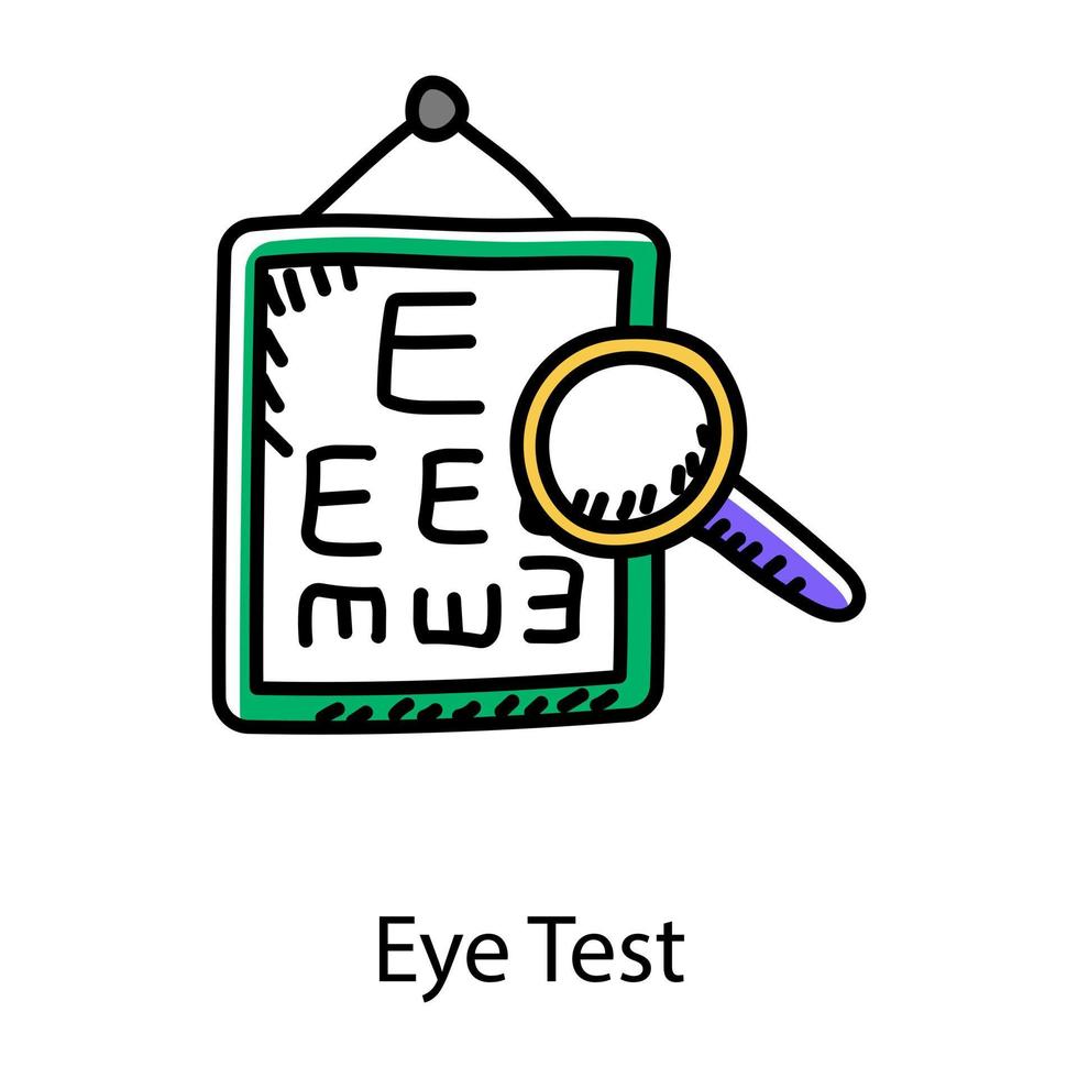 icona di stile disegnato a mano del test della vista, vettore modificabile