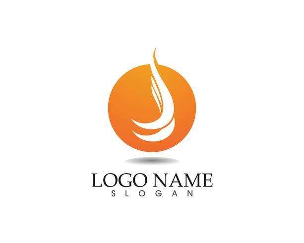 Modello di logo di fiamma fiamma natura e simboli icone vettore