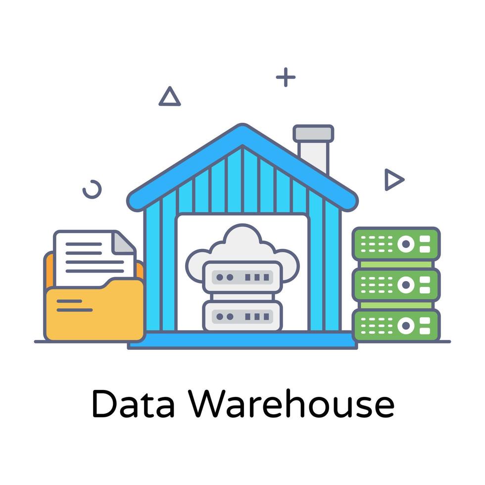 icona concettuale piatta del data warehouse, vettore modificabile