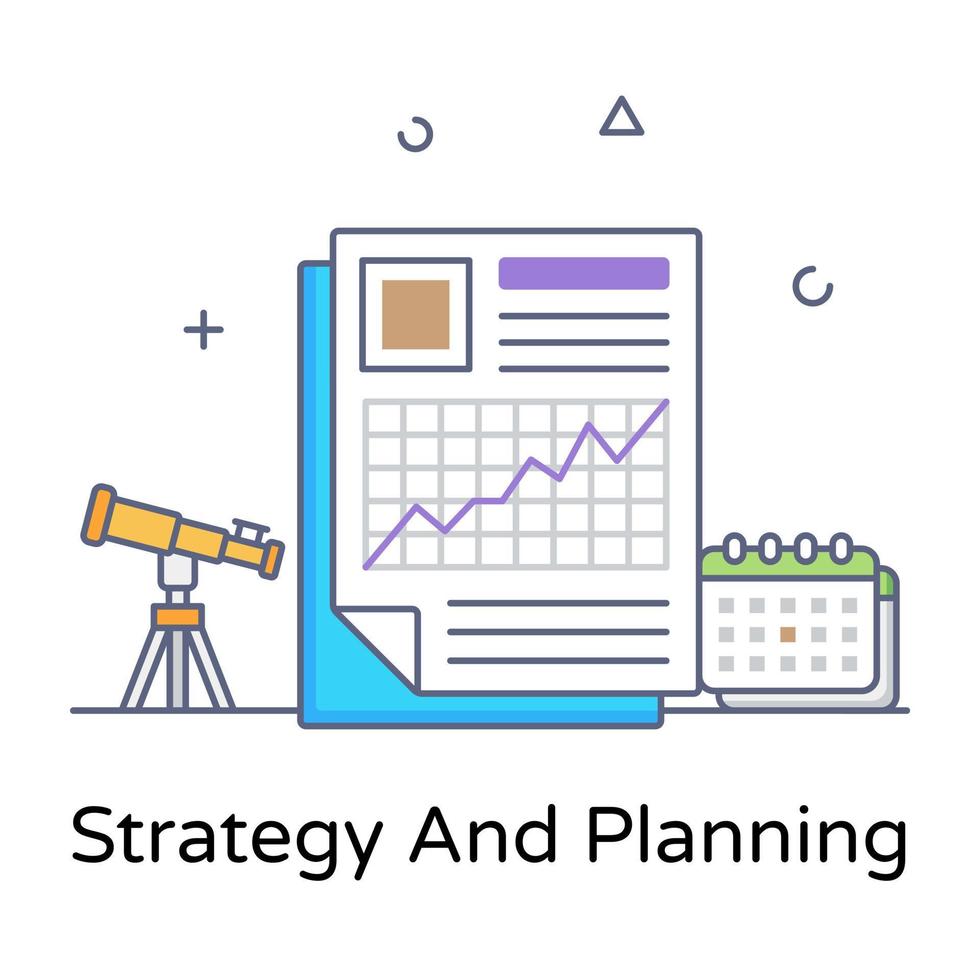 un design piatto colorato della strategia e dell'icona di pianificazione vettore