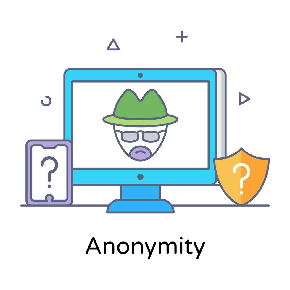 icona concettuale piatta anonimato, vettore modificabile