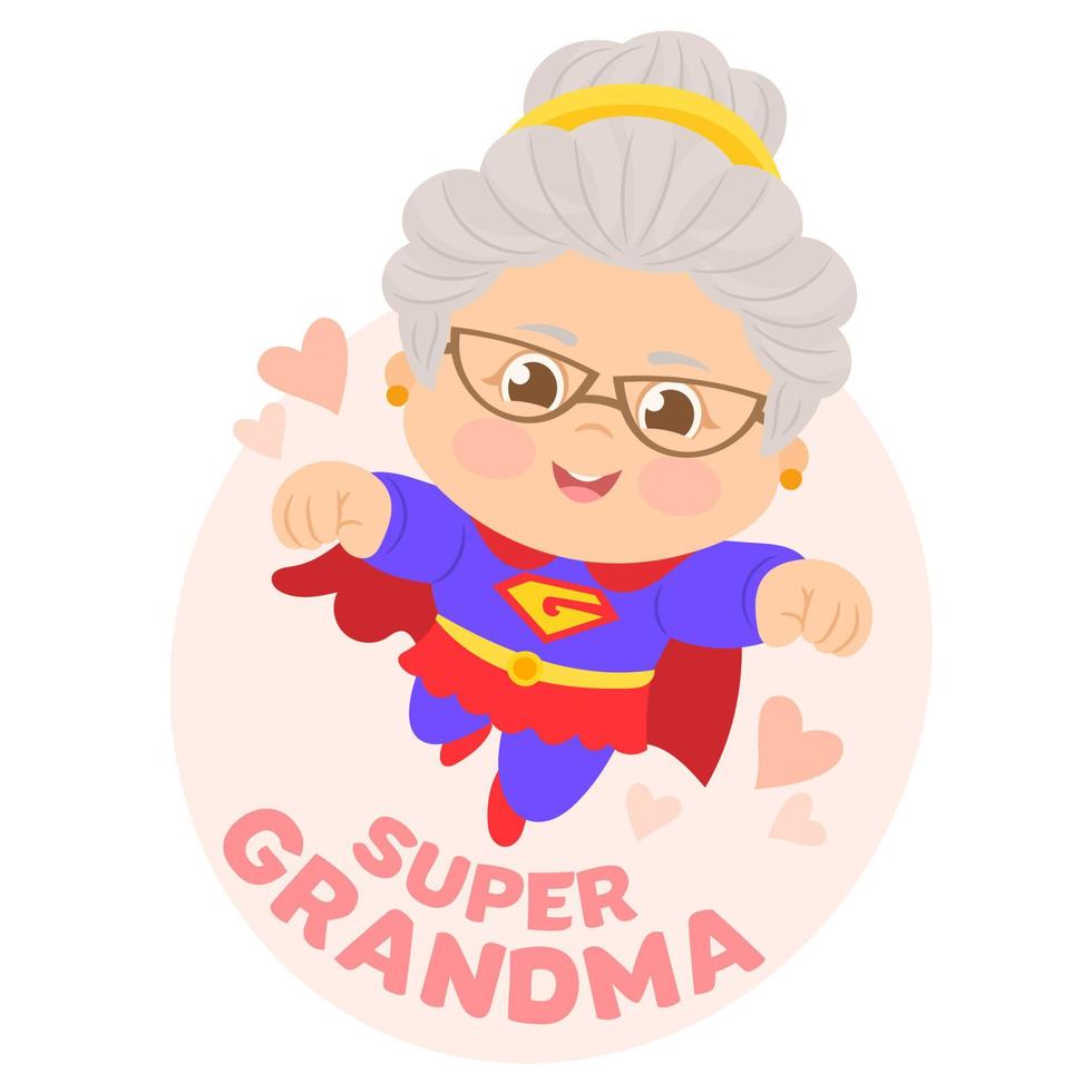 forte, bella nonna che ha superpoteri. vettore