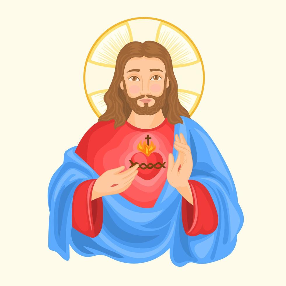 illustrazione del sacro cuore di gesù cristo vettore