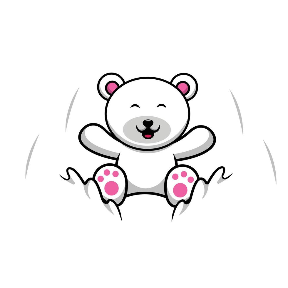 simpatico orso polare che scorre sul ghiaccio fumetto icona vettore illustrazione. concetto di icona della natura animale isolato vettore premium. stile cartone animato piatto