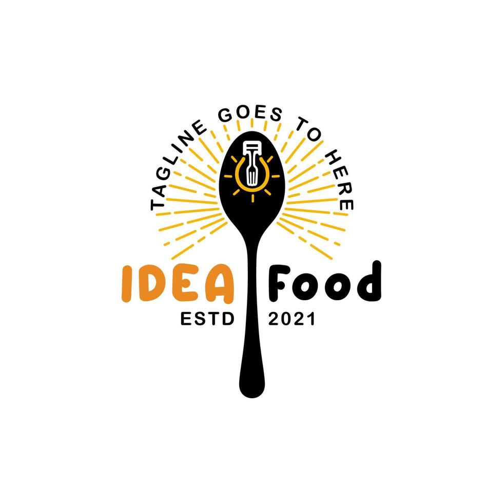 Idee Per La Lampadina Del Cucchiaio Ispirazione Per Il Design Del Logo Creativo Del Ristorante vettore