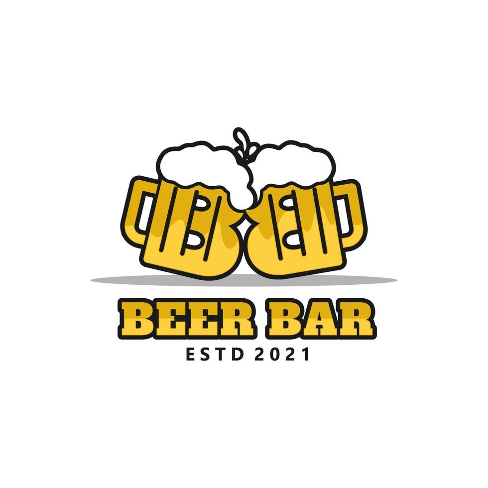 lettera b brindisi di vetro di birra per l'ispirazione del design del logo del bar ristorante vettore