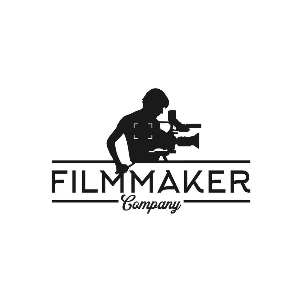 logo del cameraman per il design dell'ispirazione per la produzione cinematografica vettore