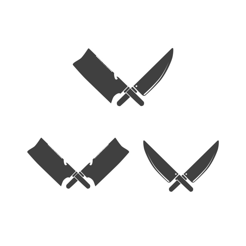 vintage coltello da macellaio croce mannaia per carne o logo chef vettore