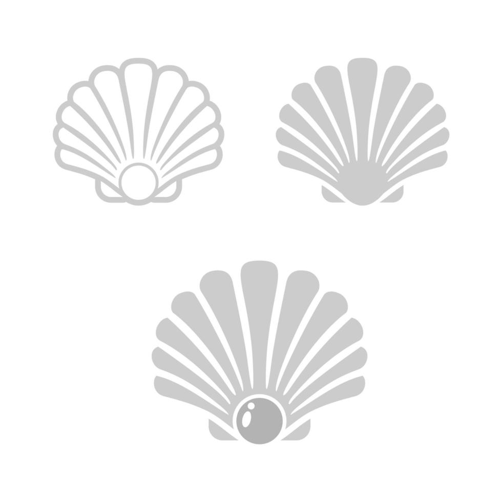 bellezza conchiglia conchiglia ostrica cozze capesante bivalve cockle clam set semplice silhouette logo design vettore